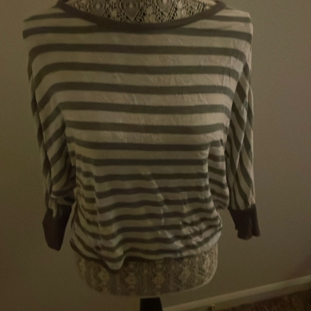 White and Gray Striped Sweater